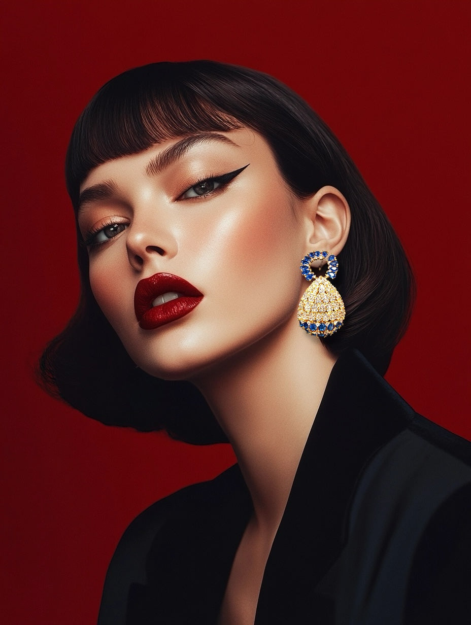 Luxe Blue And Gold  Earrings