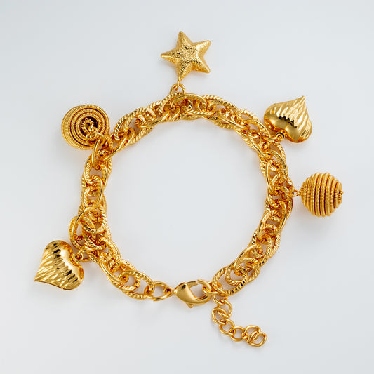 Wishful love and star bracelet in gold