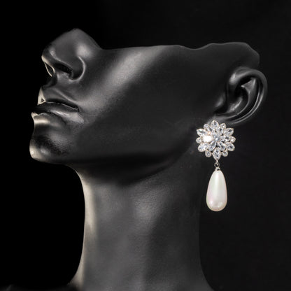 Amelia Pearl Silver Drop Earrings