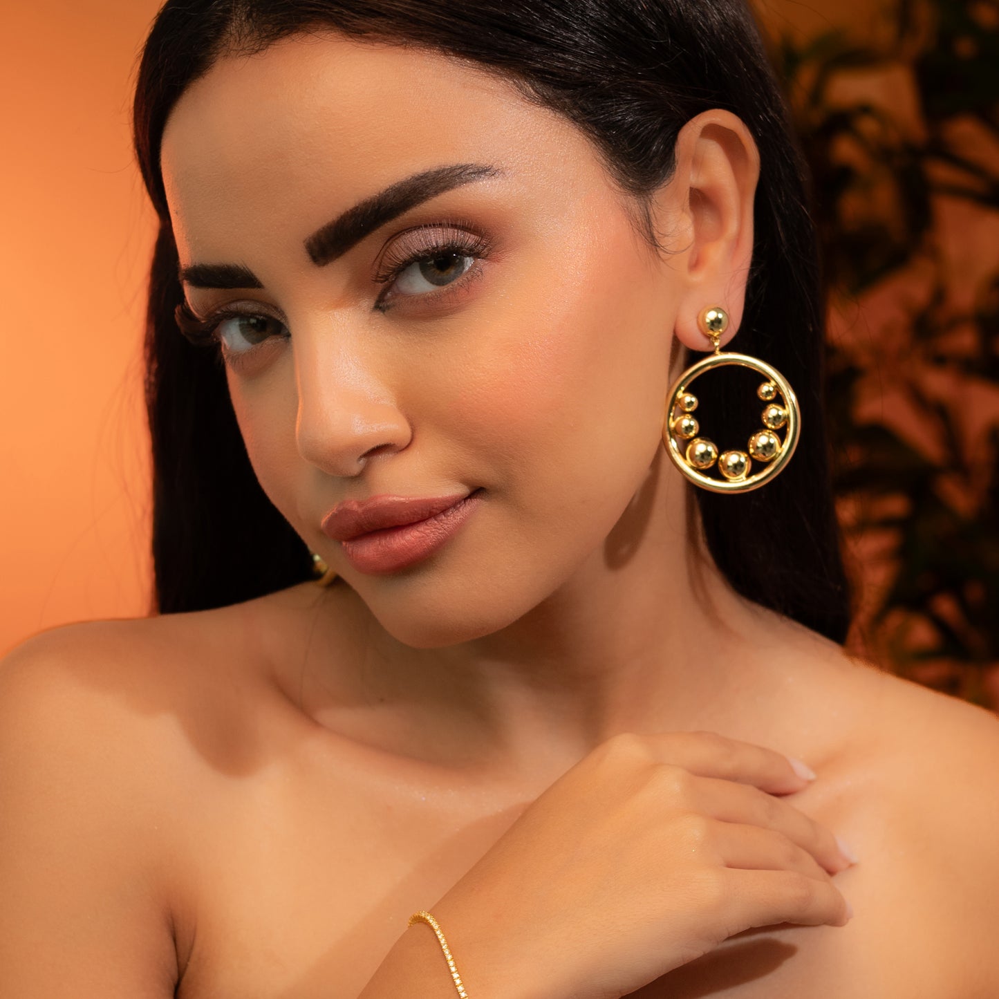 Circle Cascade Gold Earrings