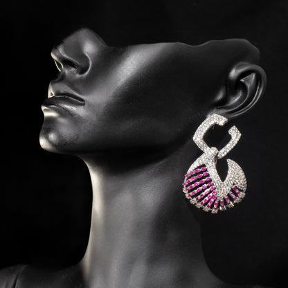 Gleam Silver And Pink Drop Earrings