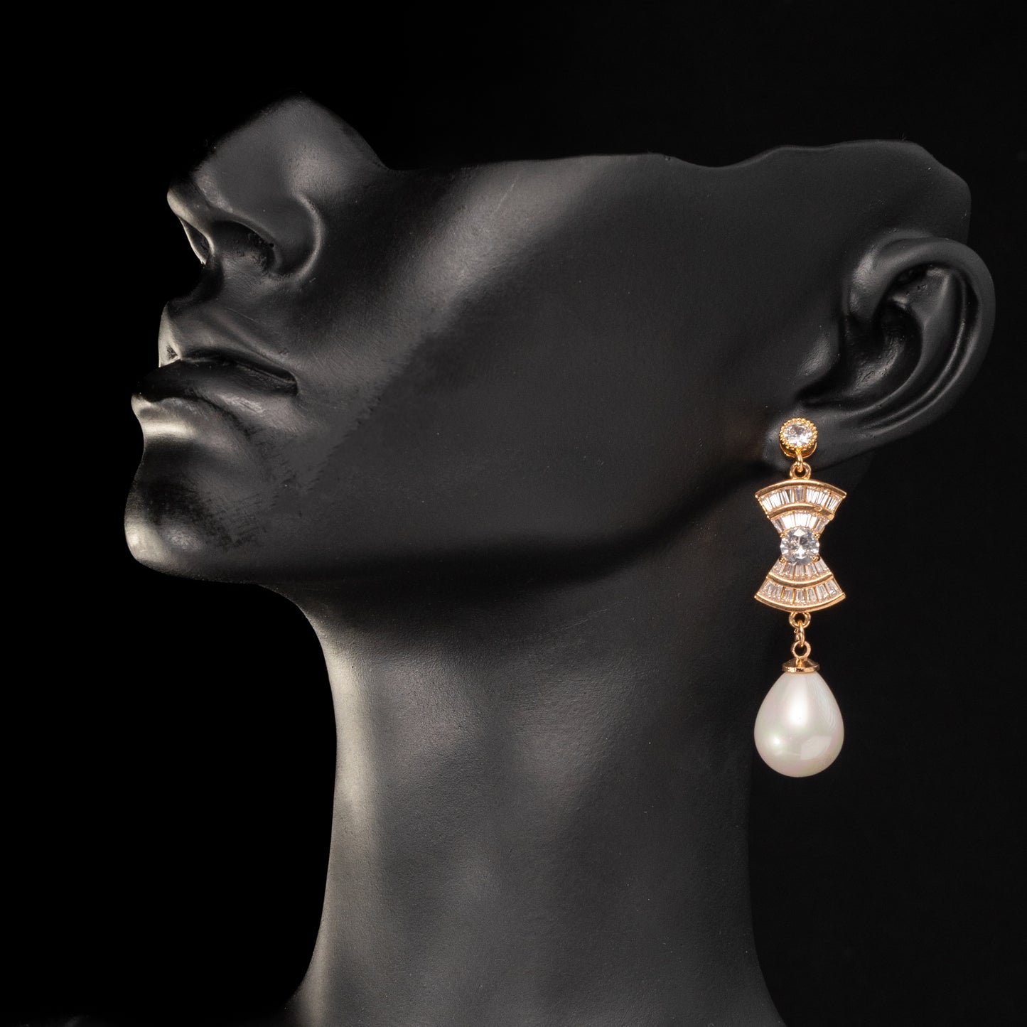 Golden Orbit Pearl Dangling Earrings