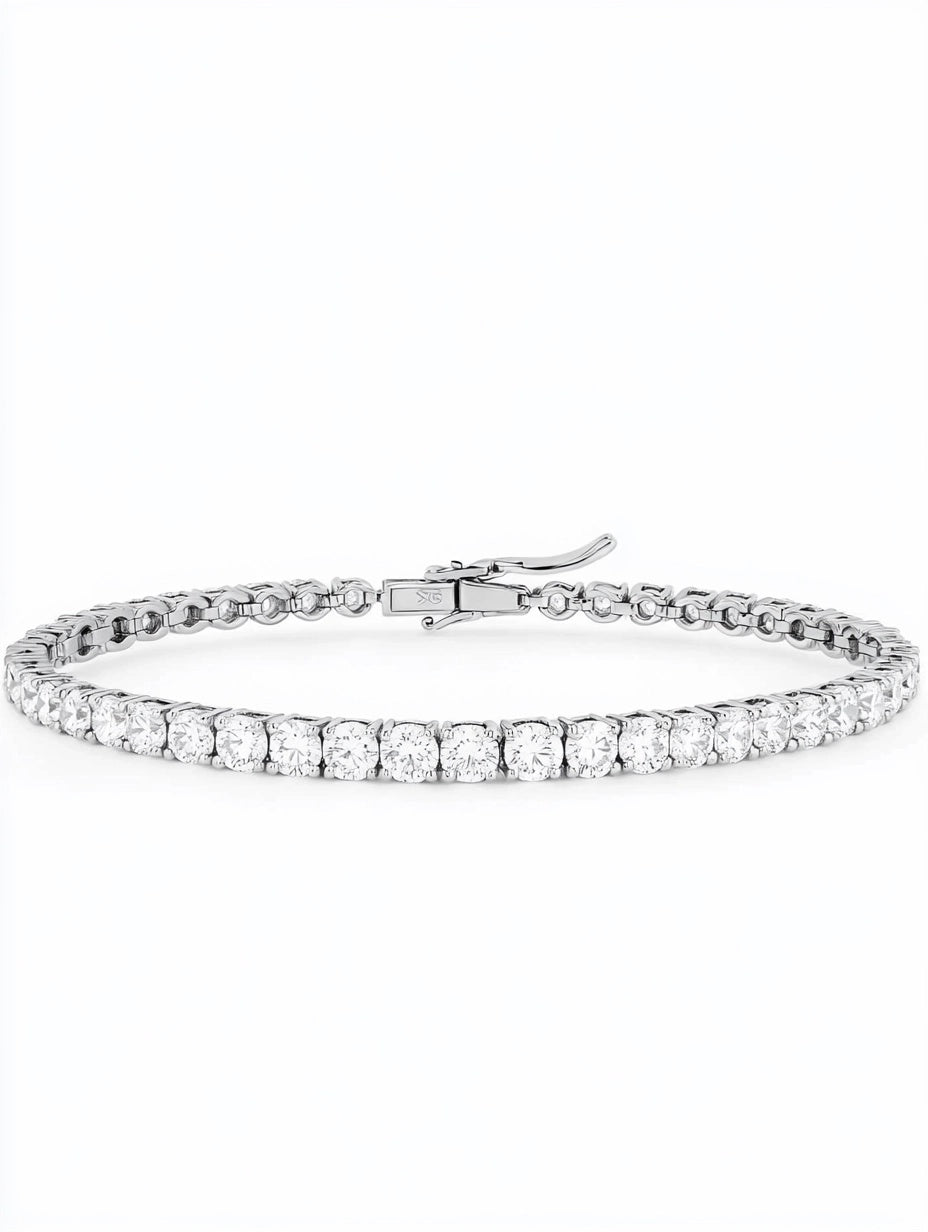 Silver Luster Slim Tennis Bracelet