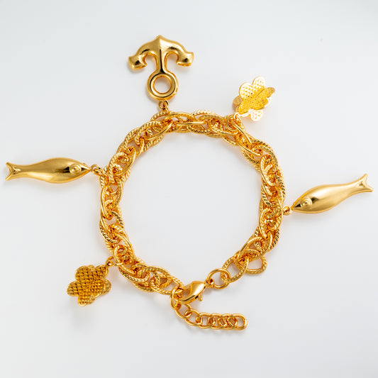 Ocean's Embrace Charm Bracelet In Gold