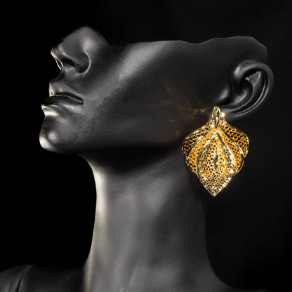 Regal Leaf Gold Earrings