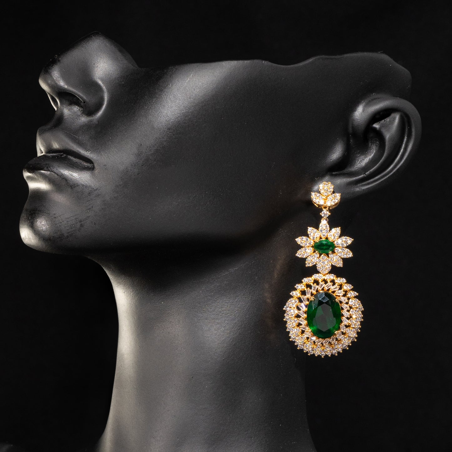 Verdant Luxe Green And Gold  Earrings